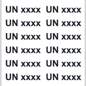 Ark til udprint af labels med UN nummer til farligt gods. Vandfast og rivefast.
