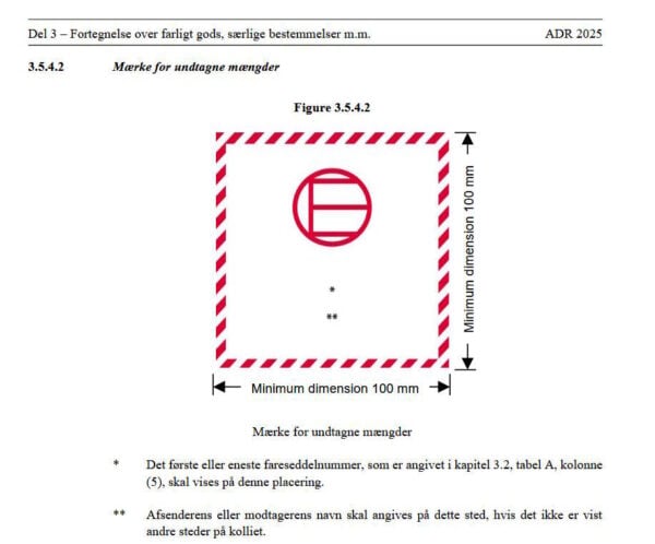 ADR krav undtaget mængde