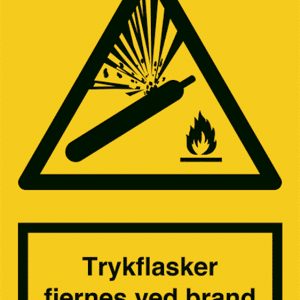 "Trykflasker fjernes ved brand" klistermærke