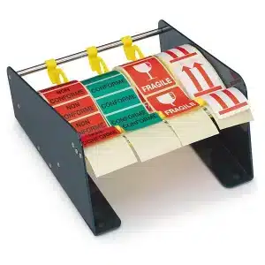 Manuel etiketdispenser i stål 230×220×135 mm til brede etiketter