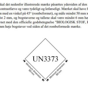 UN3373-P650-krav UN 3373-mærke (250 stk.): Diamantformet mærkat med dobbeltramme, mål i henhold til den danske beskrivelse.